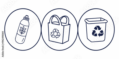 Three different types of recyclable materials are shown in a row.