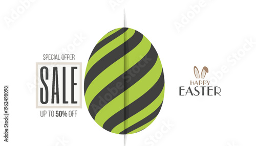 A vibrant Easter egg with a special offer sale up to 50% off