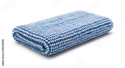 A neatly folded blue and white checkered cloth.