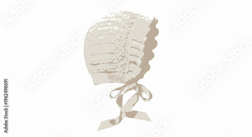 Vintage crochet baby bonnet with ribbon.