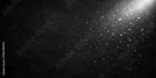 Abstract Particles Dusting in Spotlight on Dark Textured Background Vector Illustration