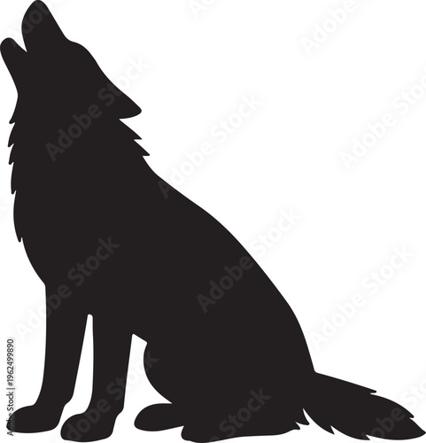 Howling Wolf Silhouette Vector Icon