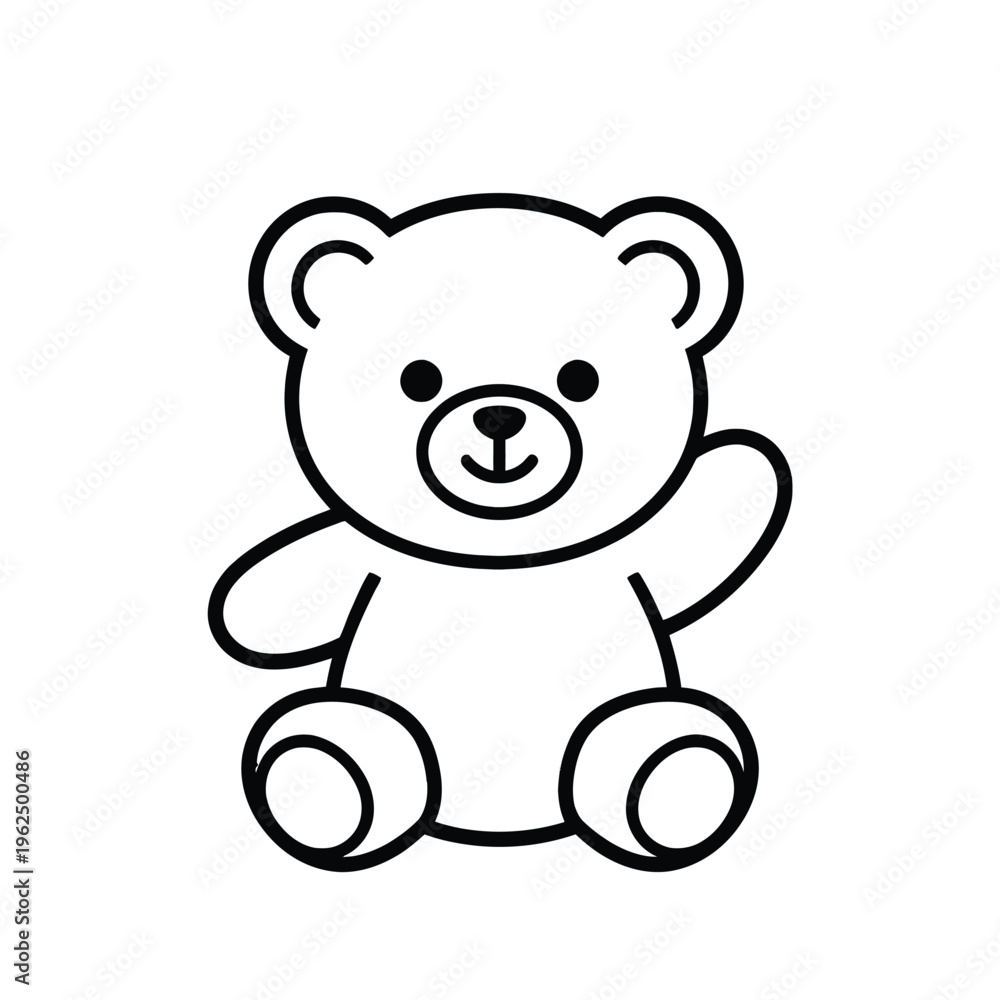 Fototapeta premium A cute cartoon teddy bear sitting on a white background with a smiling face
