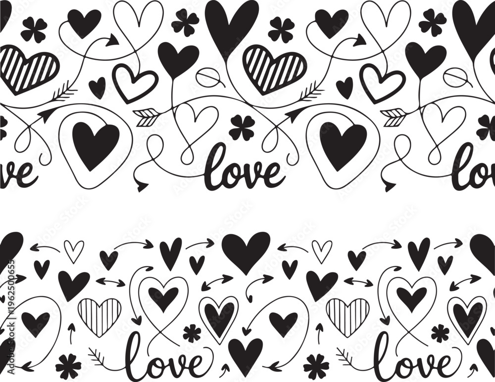 Fototapeta premium hand drawn heart love border