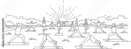 yoga poses in a row, various asanas