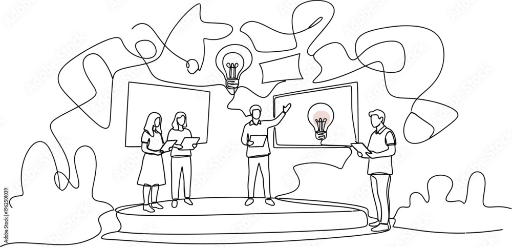 Obraz premium teamwork creative ideas light bulb moment