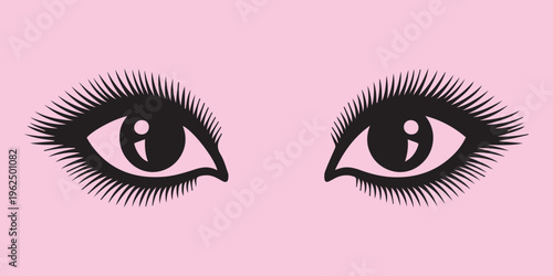 Eyes, Female Eyes, Pink Background, Eyelashes, Vector Illustration, Eye Illustration, Cosmetic Design Element
