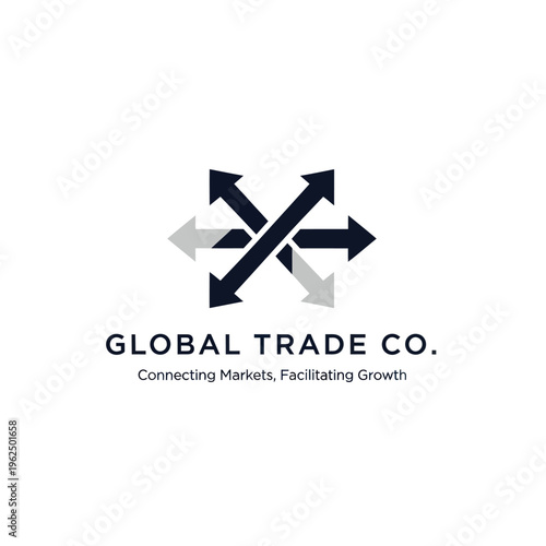 Global Trade Co. Logo with Intersecting Arrows Symbolizing Market Connectivity.