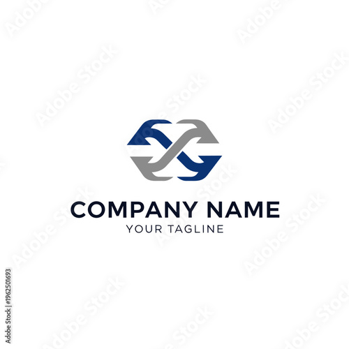 Abstract logo featuring two intertwined arrows in blue and gray. Free Download Abstract logo featuring two intertwined arrows in blue and gray. - GFXLoad