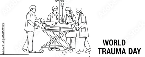 world trauma day medical team around patient on stretcher