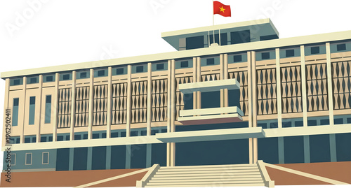Architectural view of the Independence Palace in Ho Chi Minh Vietnam