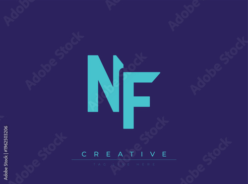 Modern stylized NF logo with creative tagline placeholder design
