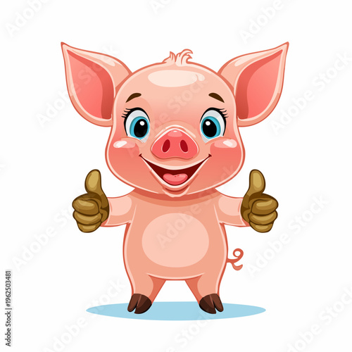 niedliches Ferkel, Daumen  hoch