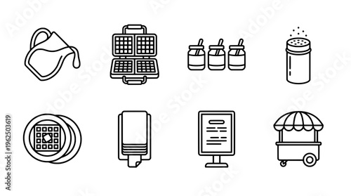Breakfast elements in line art style for culinary and food related concepts