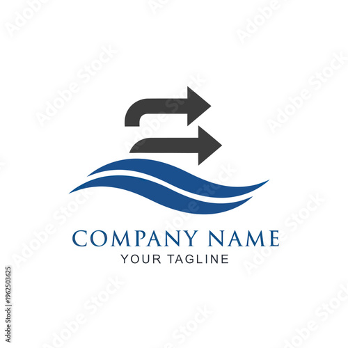 Dynamic Exchange Logo with Arrows and Waves for Business Solutions.