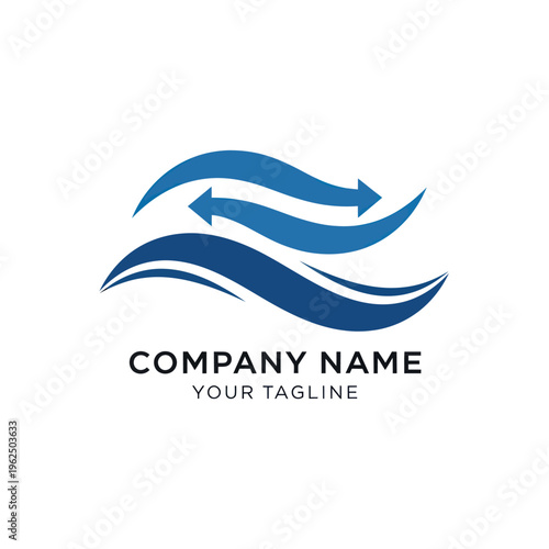 Abstract wave logo design with arrows, symbolizing flow and direction.