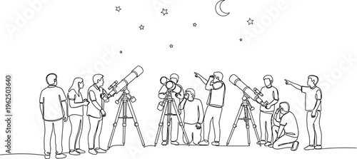 people looking at stars with telescopes