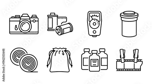 Camera equipment set icon isolated vector illustration for design projects
