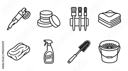 Car detailing tools set polisher brushes sponge spray bottle and bucket