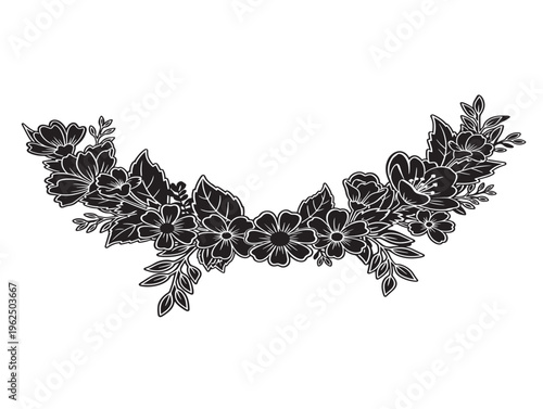 Gorgeous flower garland silhouette for stylish decorative compositions 