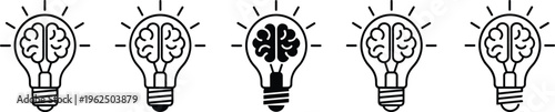 Light bulb with brain inside representing idea generation and innovation.