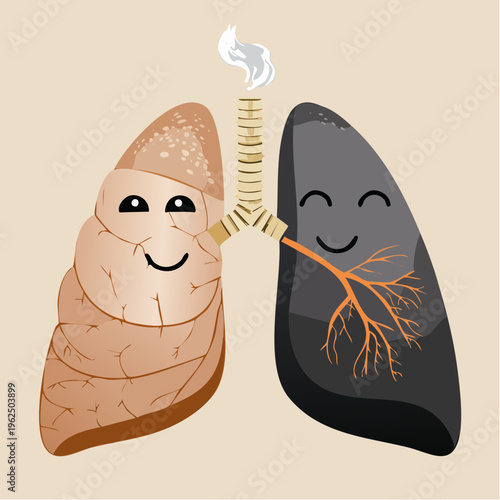 Healthy Lungs vs Smoking Damaged Lungs Concept Respiratory Health Illustration