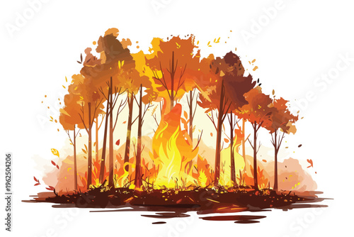 forest on fire stock image isolated vector style