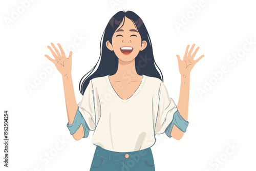 happy asian woman stock image isolated vector style