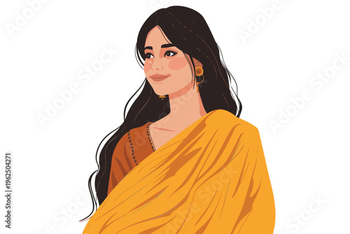 happy indian woman stock image isolated vector style