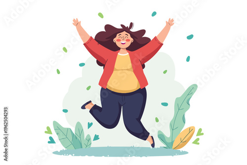 happy overweight woman stock image isolated vector style