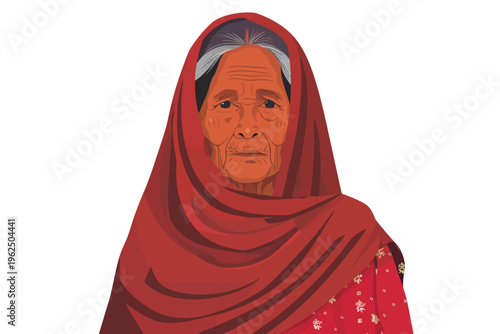 indian old woman stock image isolated vector style