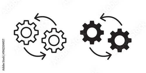 DevOps icon designed in black stroke and fill styles, isolated on a white background. Ideal for software development, IT operations, and continuous integration concepts.