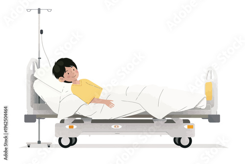 kid in medical bed stock image isolated vector style