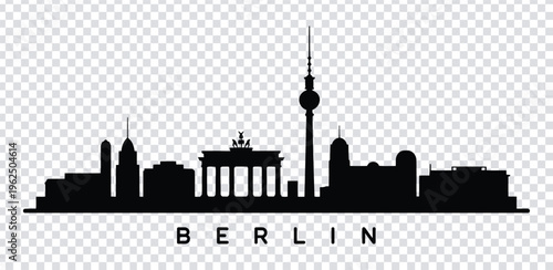 Vector illustration berlin city skyline silhouette with famous landmarks