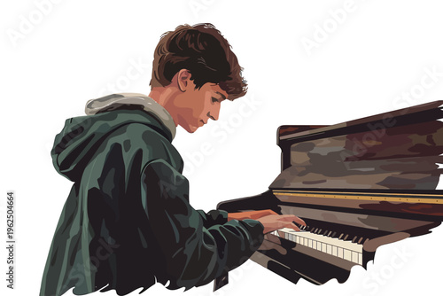 man playing on piano stock image isolated vector style