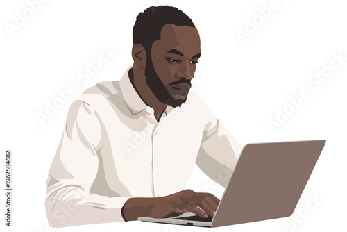 man using laptop stock image isolated vector style