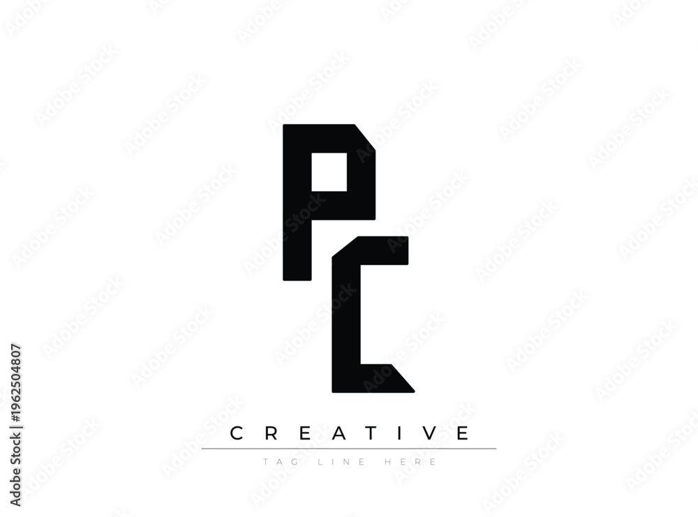 Fototapeta premium Modern stylized black letters logo design with creative tagline placeholder