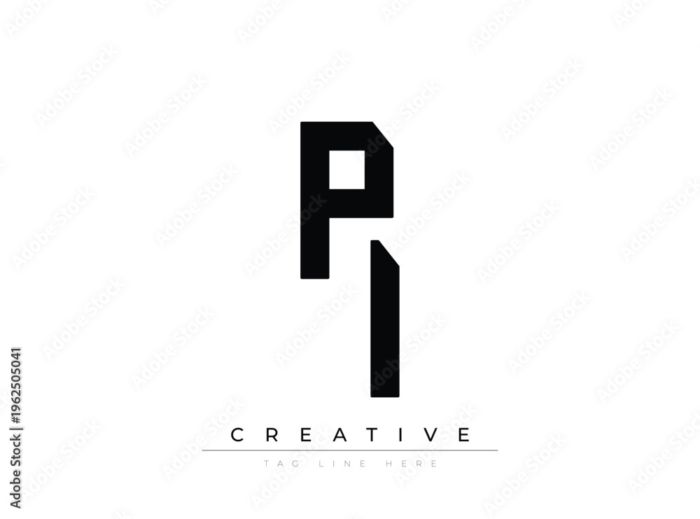 Fototapeta premium Modern stylized letter P logo with creative tagline placeholder design