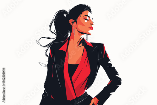 Portrait of a fashionable woman in business suit Retr isolated vector style