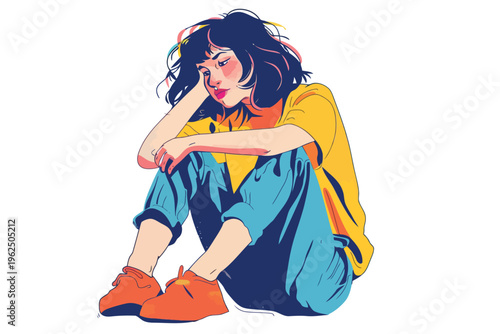 sad woman stock image isolated vector style