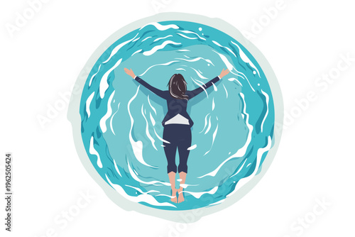 woman in business suit swiming in pool top veiw stock isolated vector style