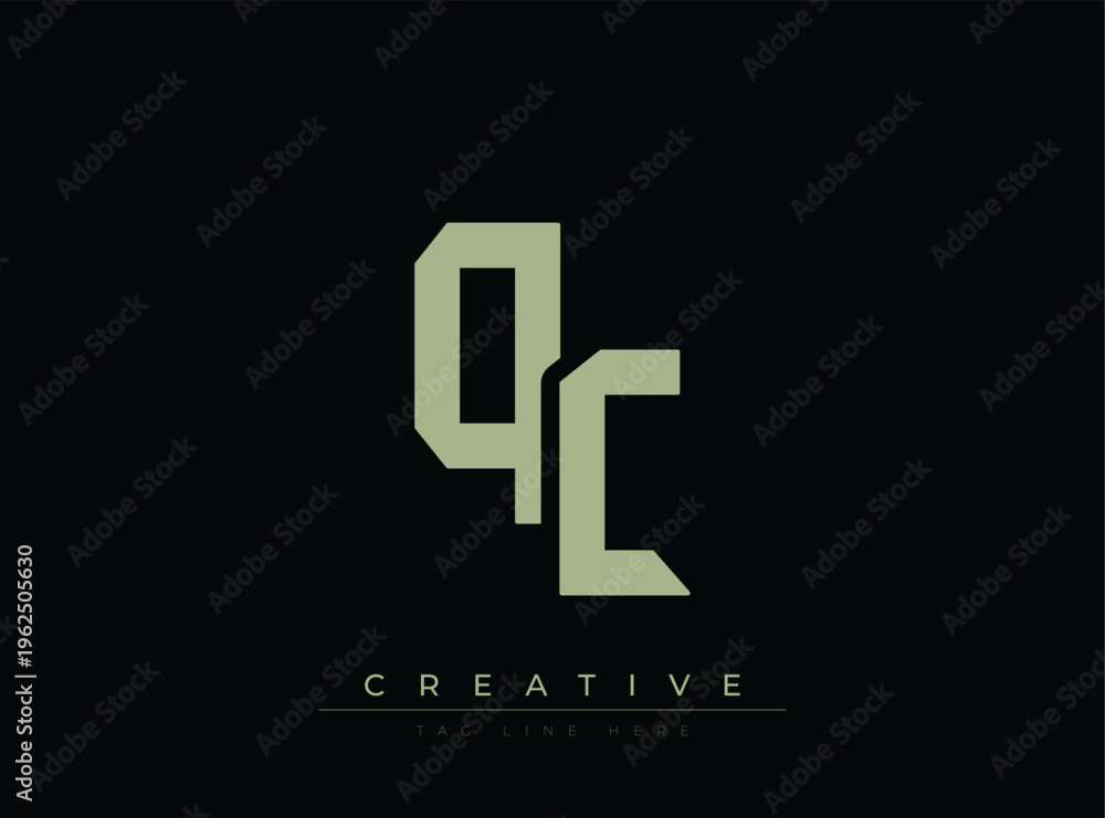 Fototapeta premium Modern Minimalist Logo Design Featuring Qc Letters With Creative Tagline