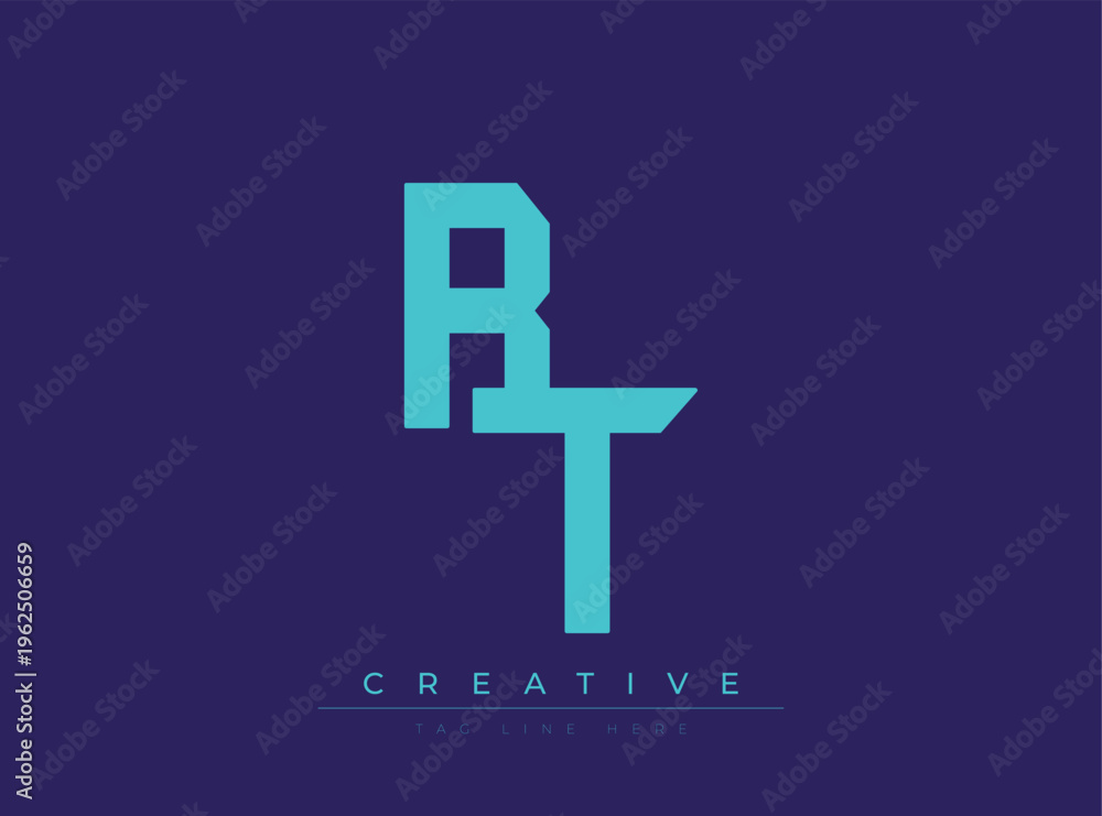 Fototapeta premium Modern stylized creative logo design featuring bold letters on deep purple background