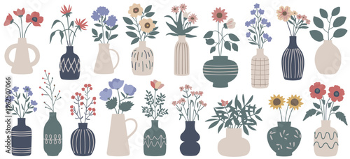 Assortment of Decorative Vases with Flowers floral