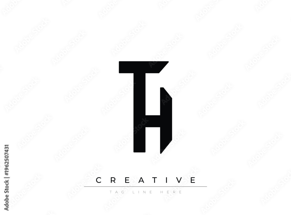 Fototapeta premium Modern stylized monogram letter T H logo design creative concept