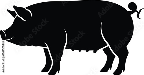 Pig silhouette vector illustration isolated on transparent background