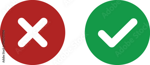 Red Cross and Green Check Mark Icons Keywords: cross, check mark, x, correct, incorrect, yes, no