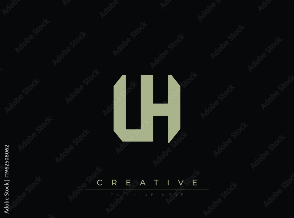 Fototapeta premium Modern geometric letter H logo design with creative tagline placeholder