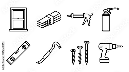 Home improvement tools and supplies vector illustration set