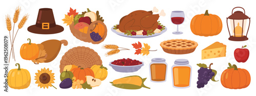 Thanksgiving Harvest Food and Decorations Collection